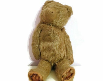 Antike Mohair Stroh gefüllt Teddybär, 12 Zoll, 1920