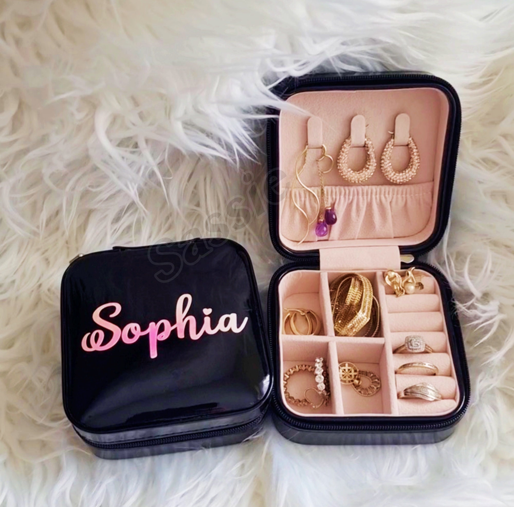 Personalised Travel Jewellery Box with Name Jewellery Case Etsy