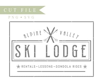 Ski Lodge SVG File, Christmas SVG File, Ski SVG File, Vector, Cricut, Silhouette, Cut Files, Digital Download, Instant Download