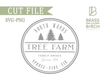 Tree Farm SVG-bestand, val SVG-bestand, Kerstmis SVG-bestand, boerderij Svg, vakantie Svg, Cricut, silhouet, snijden bestanden, digitale download