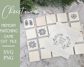 Christmas Memory Game SVG File, Matching Game SVG File, Christmas, Cricut, Silhouette, Cutting Files, Digital Download, Instant Download