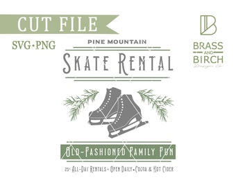 Ice Skating SVG File, Christmas SVG File, Farmhouse SVG File, Vector, Cricut, Silhouette, Cutting Files, Digital Download, Instant Download