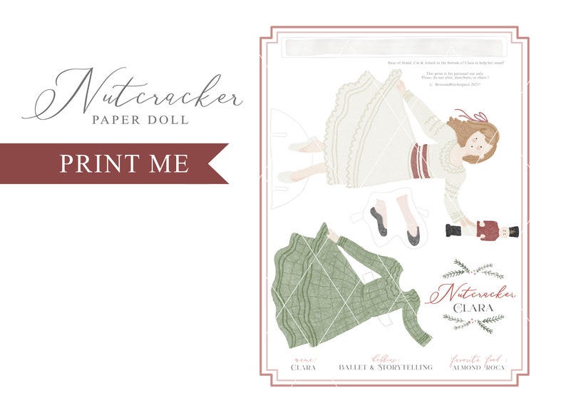 Paper Doll PDF Printable Nutcracker Paper Doll File Paper Etsy