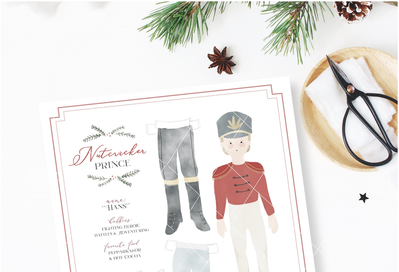 Paper Doll PDF Printable Nutcracker Paper Doll File Paper Etsy