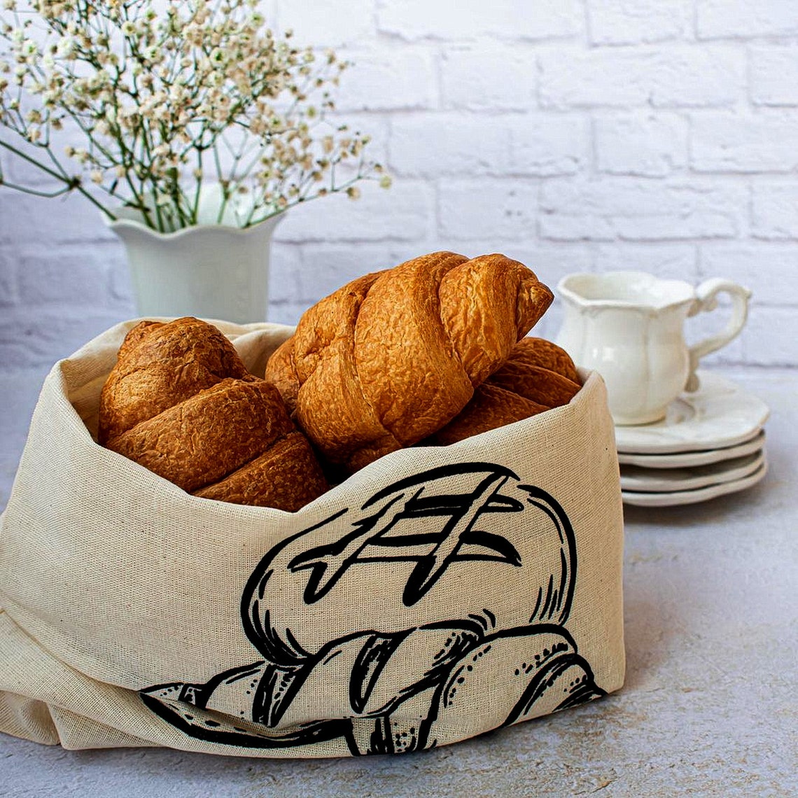 Cotton Bread Bag. Reusable Three Layered Bread Storage Etsy