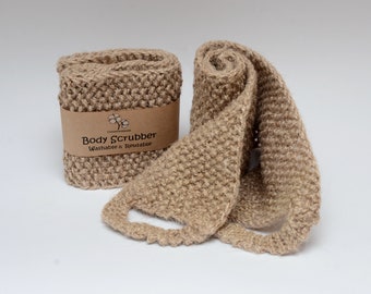 Gommage exfoliant pour le corps. Eponge au crochet en jute naturelle. Débarbouillette Spa. Lave-dos Épurateur de douche écologique. Accessoire de bain zéro déchet