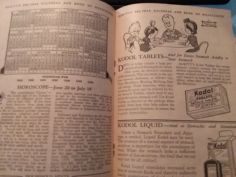 Dewitt's 200 Year Calendar and Book of Horoscopes Etsy