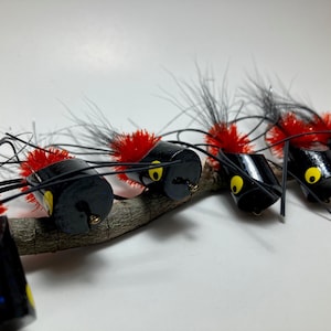 Foam Bass Poppers Black Size 1/0 (Quantity 6 Poppers)