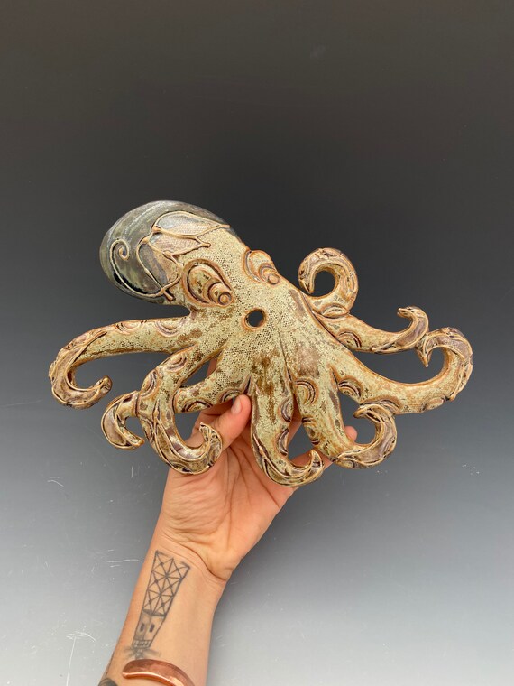 Handmade ceramic wall hanging octopus. — Earth, Fire, & Spirit Gallery