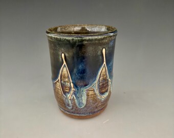 Handmade wheel thrown cup. Microwave/Oven/Dishwasher safe.