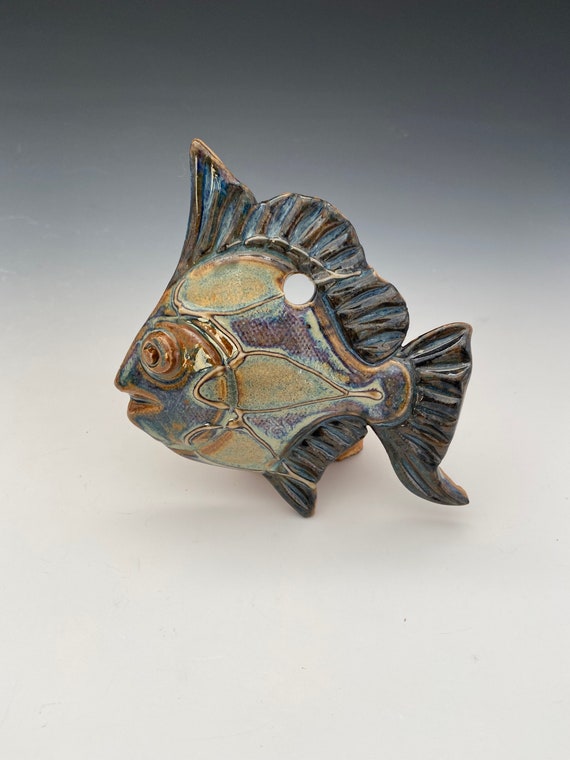 Handmade small ceramic fish wall hanging. — Earth, Fire, & Spirit Gallery