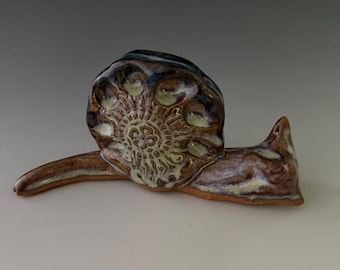 Handmade pottery snail.  Indoor/outdoor use. Perfect for fairy gardens!