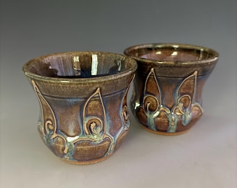 Handmade Japanese wheel thrown Tea Cup microwave/oven/dishwasher safe. Set of two