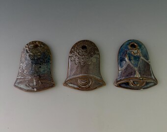 Handmade wall hanging bells set of three. Can be hung indoor or outdoor. Christmas tree ornament optional