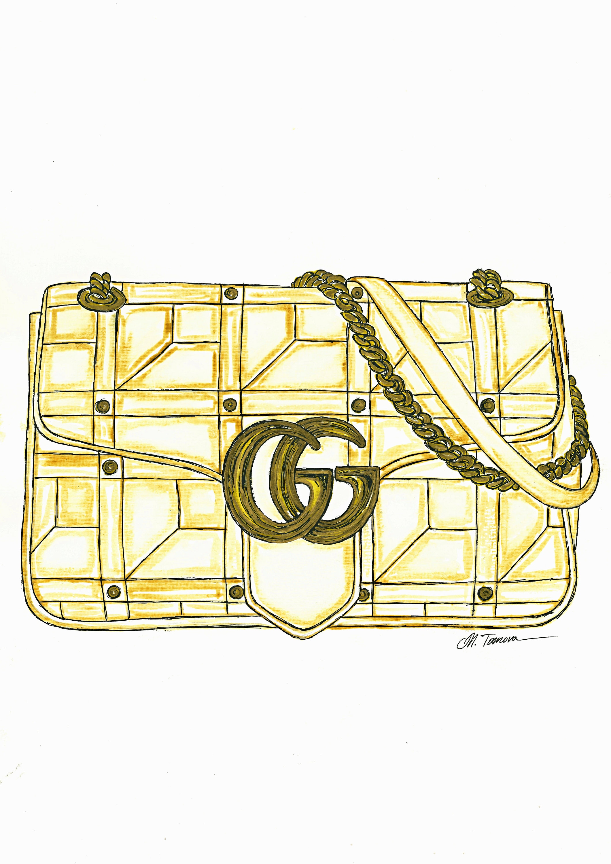 Gucci bag watercolor illustration INSTANT DOWNLOAD digital Etsy