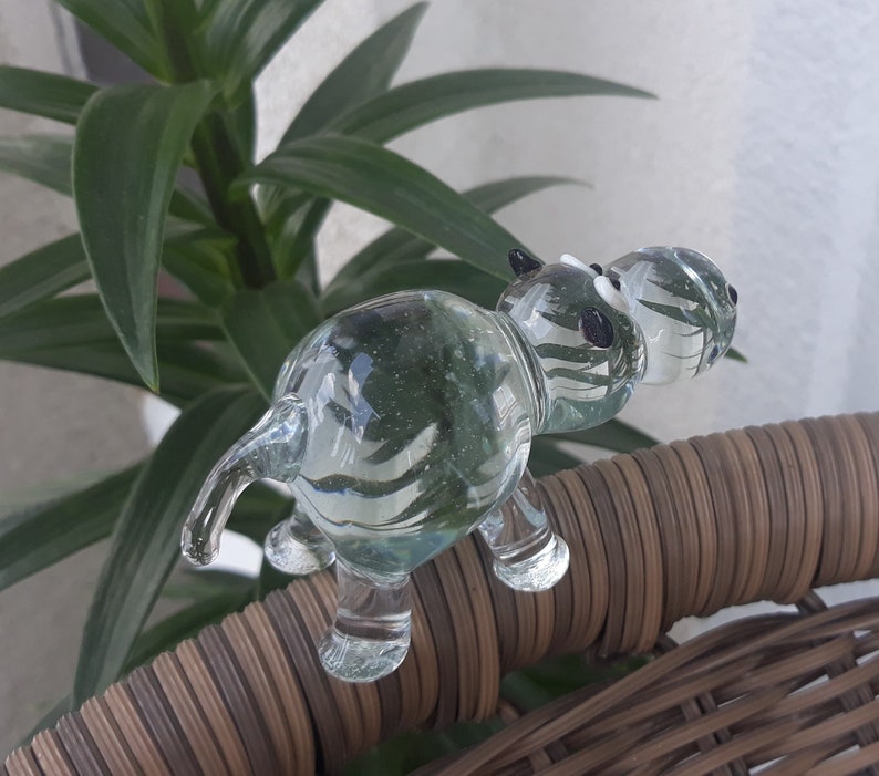 Handmade Blown Glass Figurine Art Blown Glass Sculpture Made Of Glass Art Glass Hippo Animals Glass