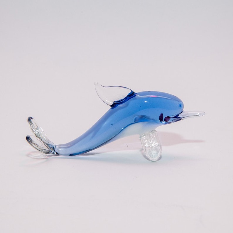 Art Glass Sculpture Made Of Glass Dolfin Animals Glass Handmade Blown Glass Figurine Art Blown Glass