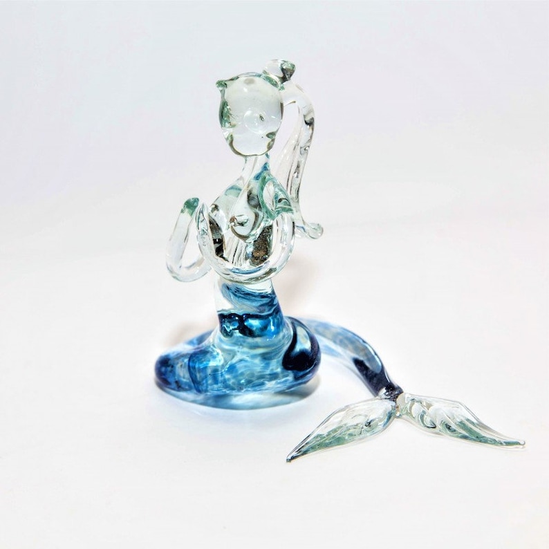 Mermaid Human Glass Handmade Blown Glass Figurine Art Blown Etsy