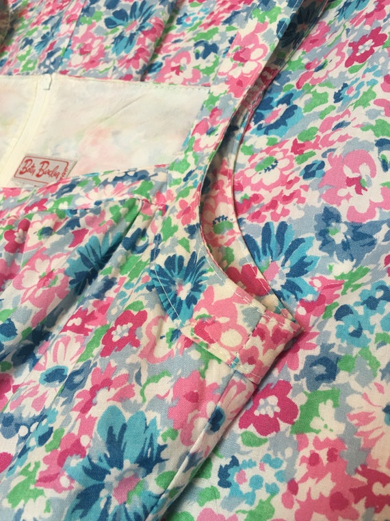 1970s Betty Barclay Floral Sun Dress Blue Pink Gr… - image 10