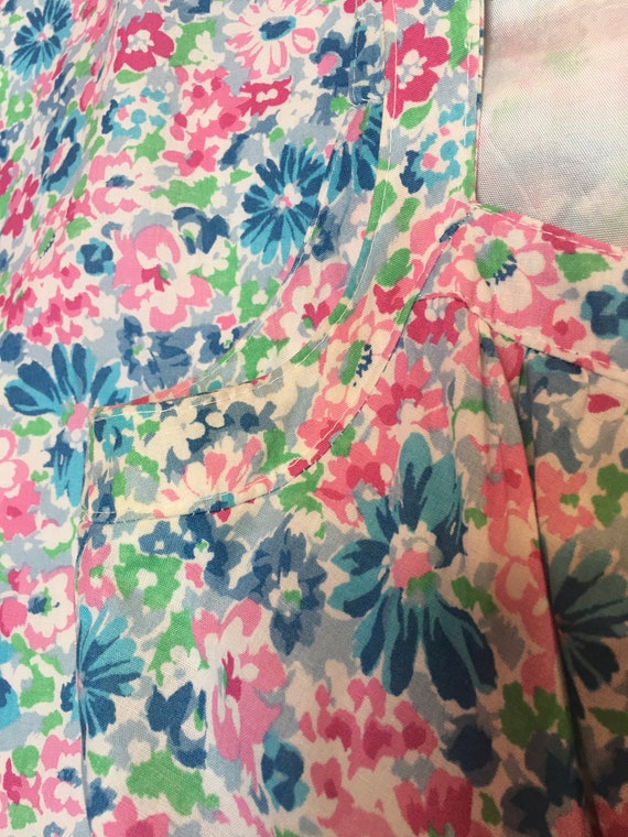 1970s Betty Barclay Floral Sun Dress Blue Pink Gr… - image 9