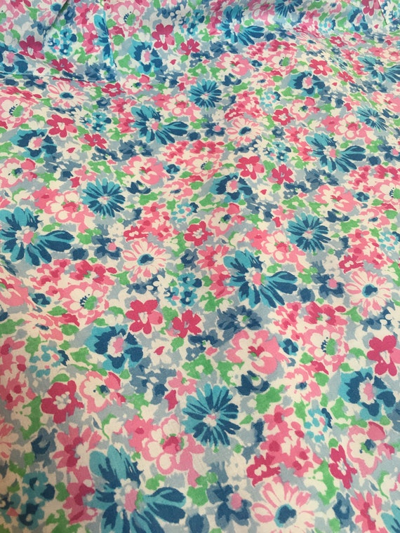 1970s Betty Barclay Floral Sun Dress Blue Pink Gr… - image 8