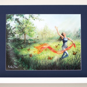 Fine Art Print &quot;Free&quot; | Christian Artwork | Prophetic Art | Field of Butterflies | Dancing in Freedom |