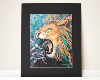 Fine Art Print "My Defender" | Christian Artwork | Prophetic Art | Lion of Judah | Colorful Lion
