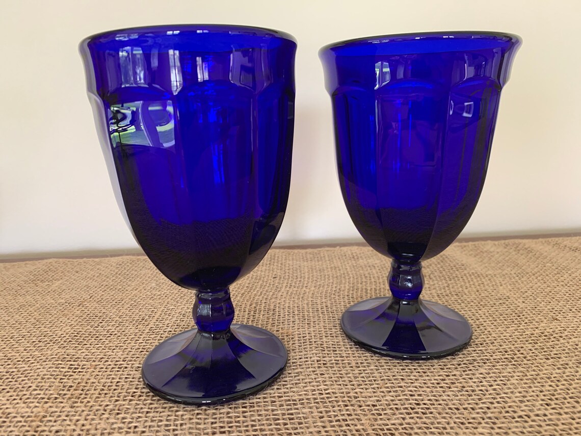 Libbey Glass Company Duratuff Gibraltar set of 4 cobalt blue Etsy