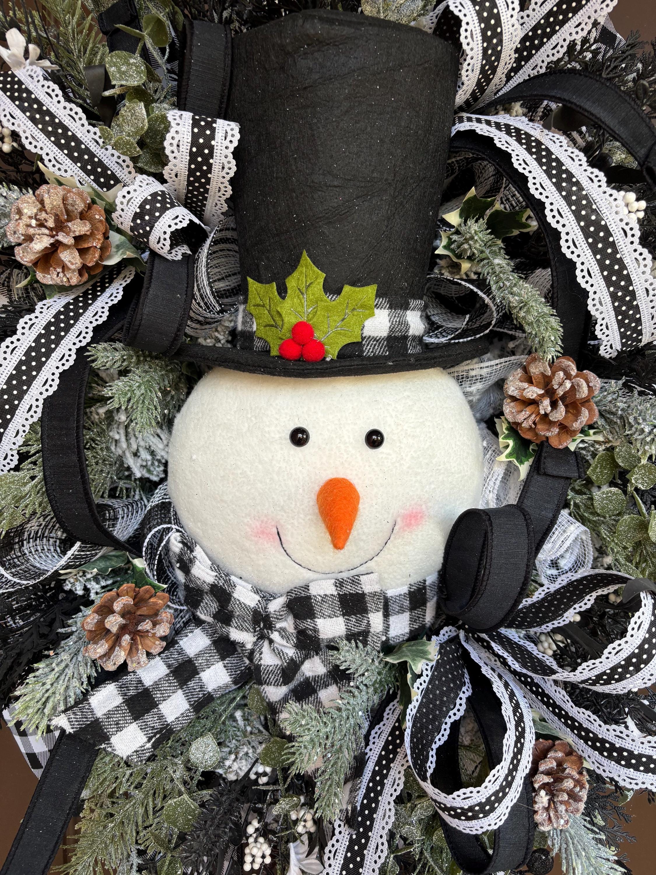 Winter Deco Mesh Snowman Wreath for Front Door, Christmas Home Decor - Etsy