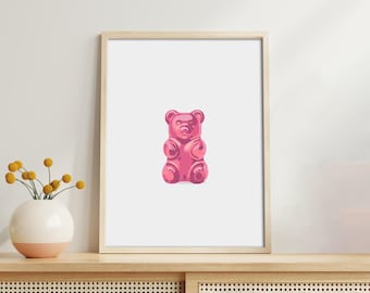 Pink Gummy Bear Print | Pop Art Digital Download | Modern Wall Decor