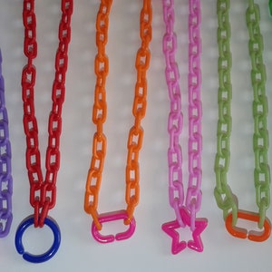 B4 - Bell charm style replacement necklace chains retro style 80s clipon pendants neon glow in the dark