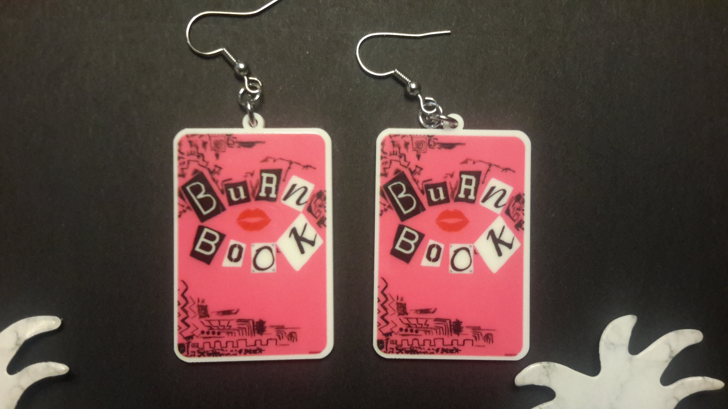 A18 Mean Girls Movies Inspired VHS Cover Earrings Burn Book Wednesday