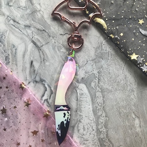 Black Blood Knife Holographic Pastel Goth Keychain