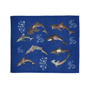 Soft Shark Cake Hammerhead Great White Lemon Shark Bull Shark Polyester Blanket