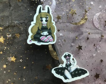Goth Demon Girl Sticker Pack, Matte Vinyl Planner Aufkleber