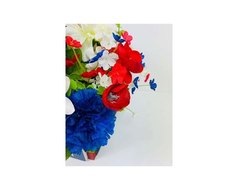 Patriotic Centerpiece Rustic Red White and Blue Decor - Etsy