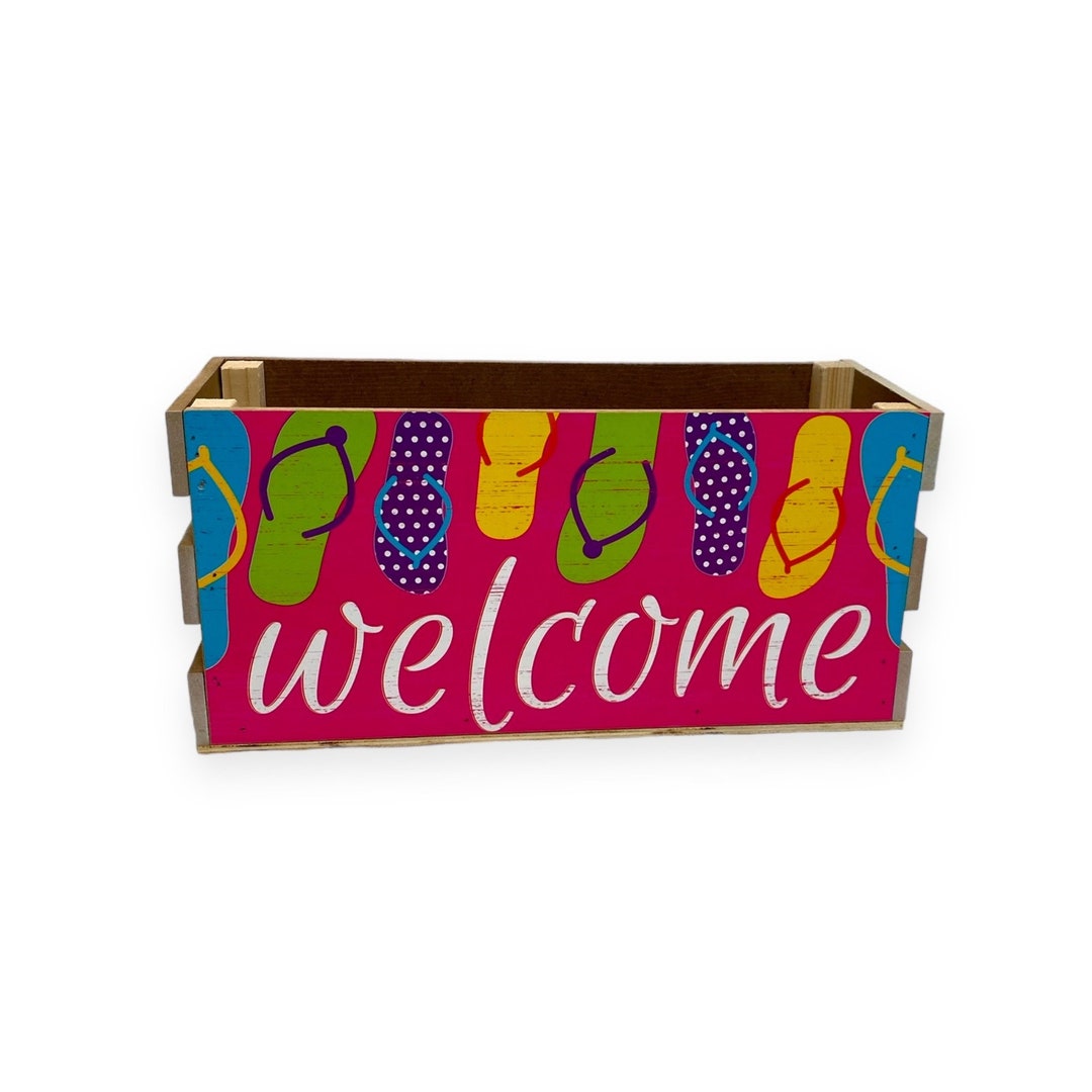 Picture of Summer Box/crate, 13x6x5 Size, Multifunctional Beach-themed Storage ...