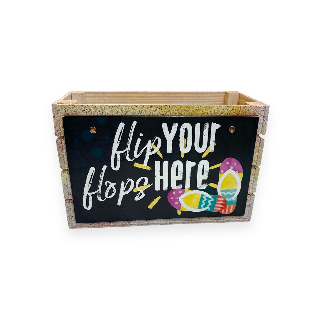 Image showcasing Beach-themed Flip Flop Crate Box, Handmade Wooden Storage, Summer Decor ...