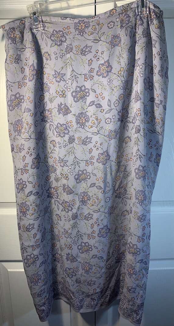 Talbots Lavender floral long Silk Skirt size 18