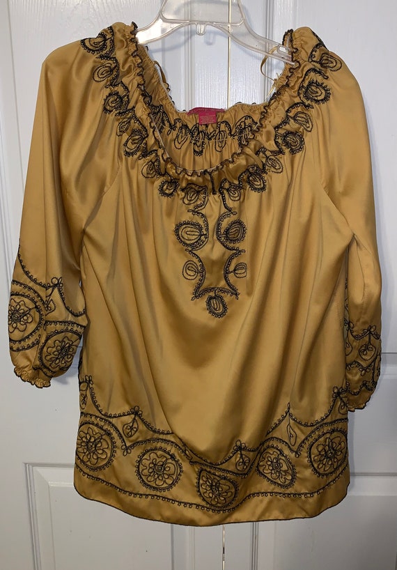 Vintage yellow tunic top Sunny Leigh in In trim bl