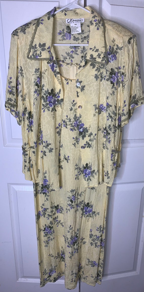 Vintage Dressbarn 2 piece dress  size 18 W Yellow