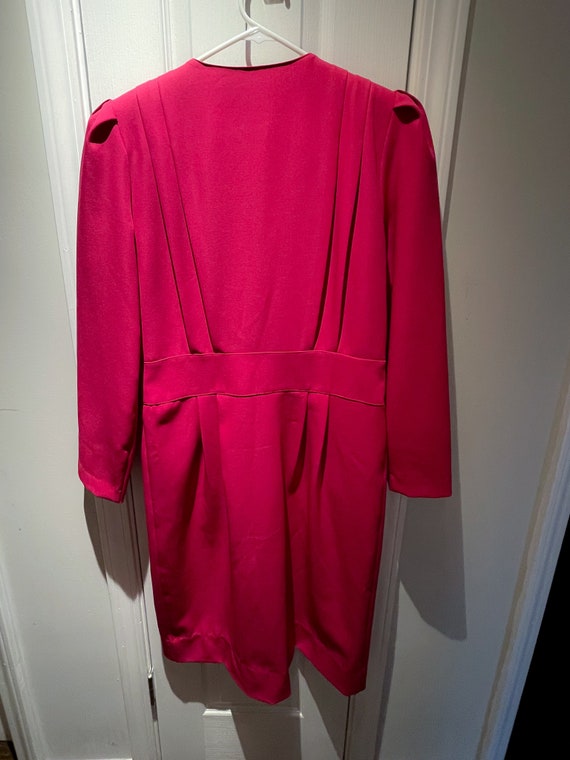Vintage 1980s Success Dress Hot Pink Button Down … - image 5