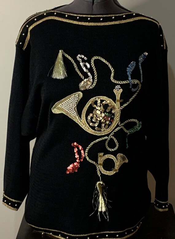 Vintage Embellished Christmas Sweater Etsy