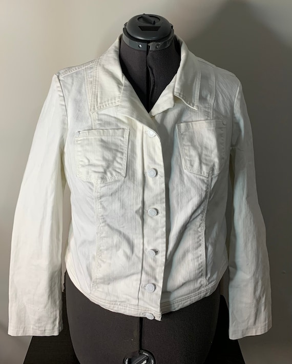 Vintage Liz Claiborne white stretch denim jacket