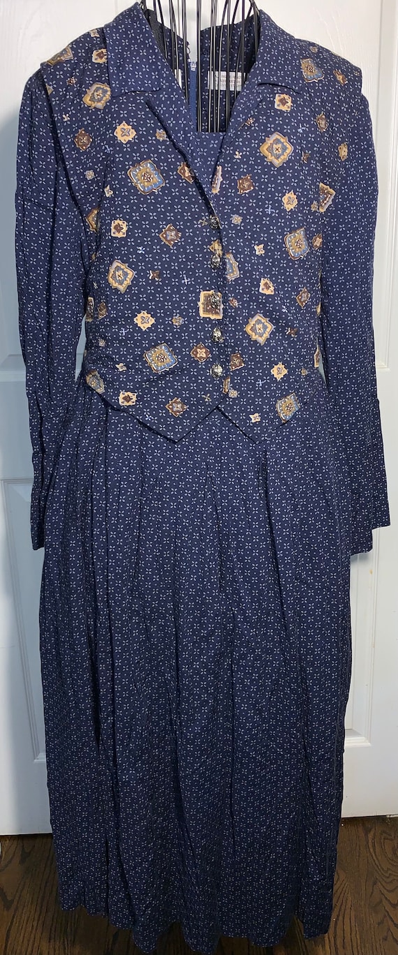 Vintage Karin Stevens Blue Vest print dress