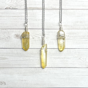 Quartz Crystal Necklace Bright Yellow