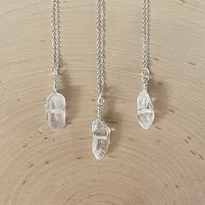 Quartz Crystal Nugget Necklace Clear White Semi Transparent