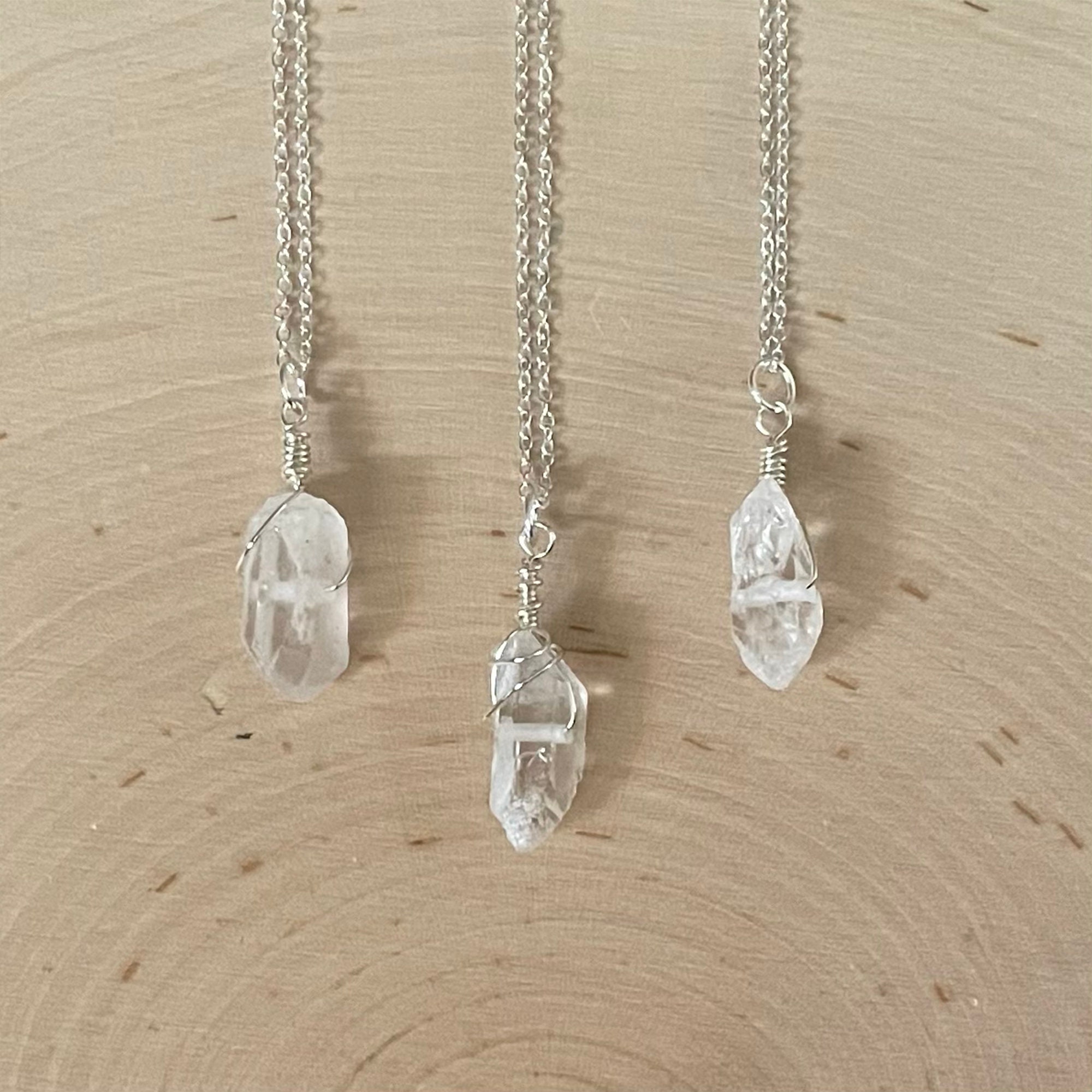 Quartz Crystal Nugget Necklace Clear White Semi Transparent