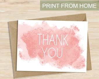 Print from home Digital Thank You card for weddings baby showers birthdays 5 x 7