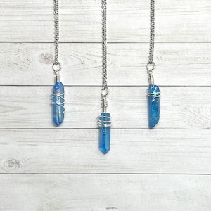 Quartz Crystal Necklace Blue